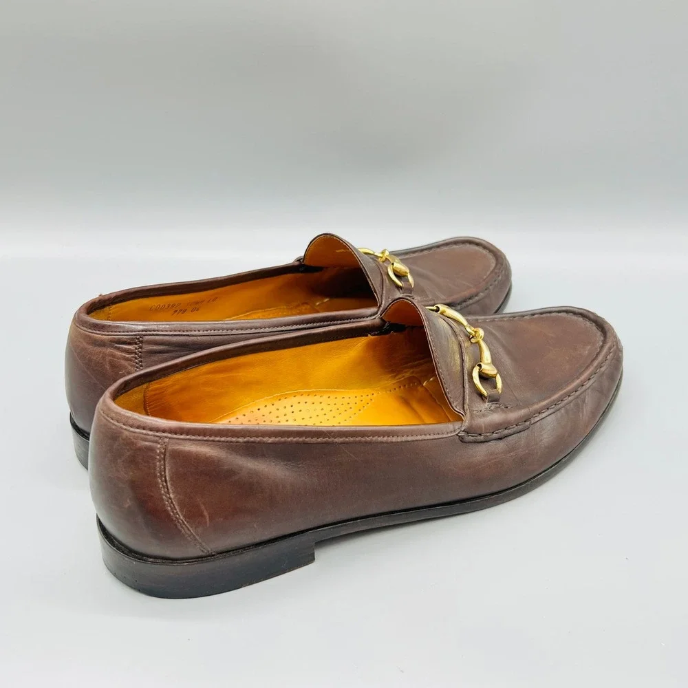 Cole Haan Shoes Mens 10.5 Brown Leather City Gold Horsebit Loafers Dress Slip On